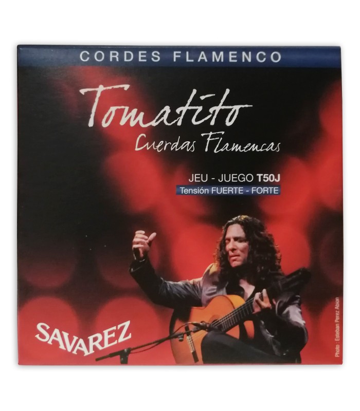 Package cover of the savarez string set model T50J Tomatito high tension