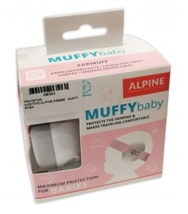 Embalaje del protector auditivo Alpine modelo Muffy color rosa para bebé
