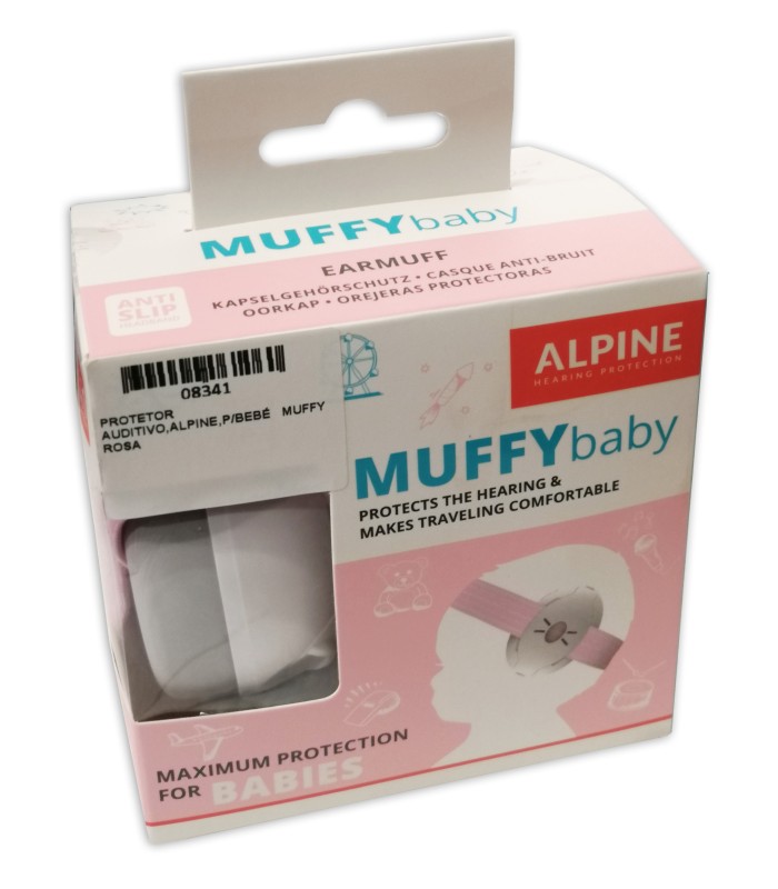 Package of the hearing Protector Alpine model Muffy pink color for babies