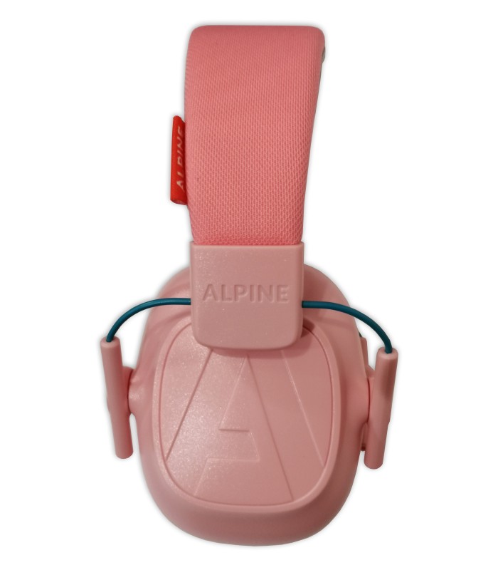 Detalhe do protector auditivo Alpine modelo Muffy rosa para criança