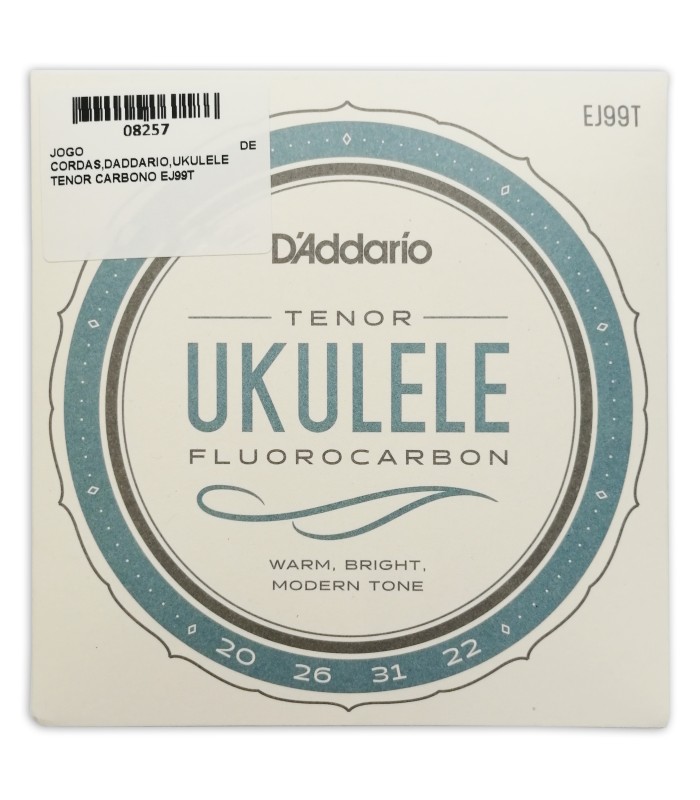 Portada del embalaje del juego de cuerdas Daddario modelo EJ99T Carbono para ukelele tenor