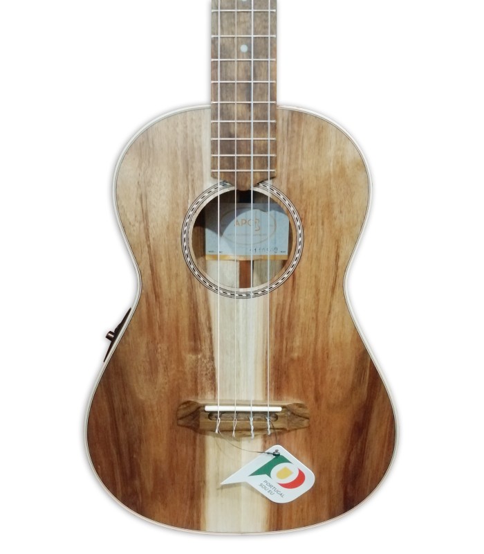 Tampo em koa do ukulele APC modelo BC Barítono Clássico com preamp