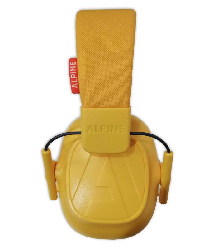 Detalhe do protector auditivo Alpine modelo Muffy amarelo para criança