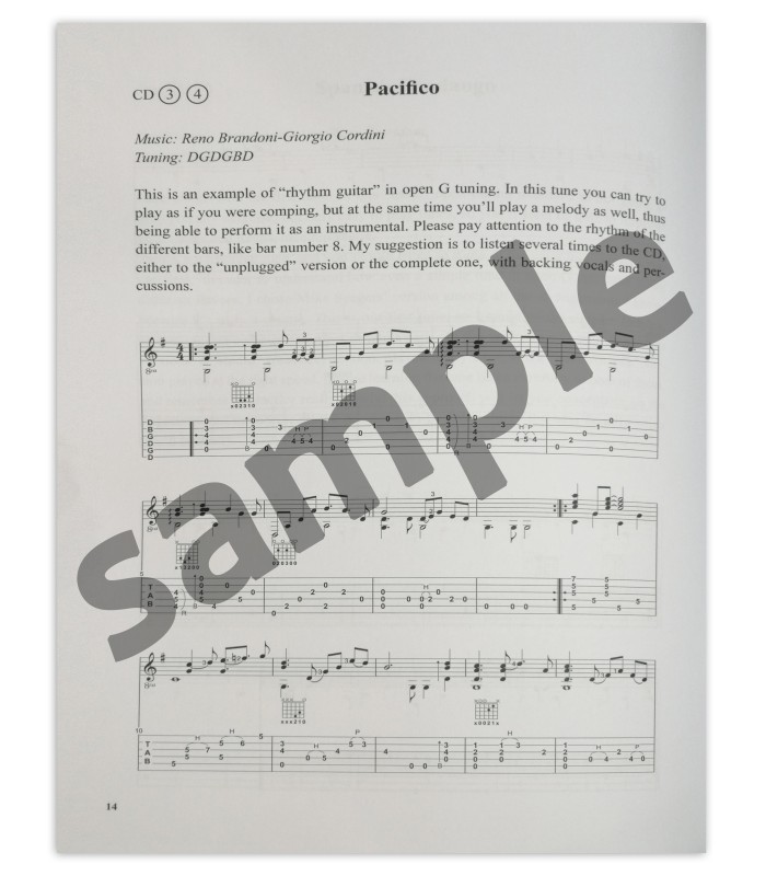 Amostra do livro Open Tuning Basics Reno Brandoni