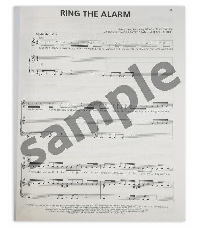 Sample of the Beyoncé B Day HL book