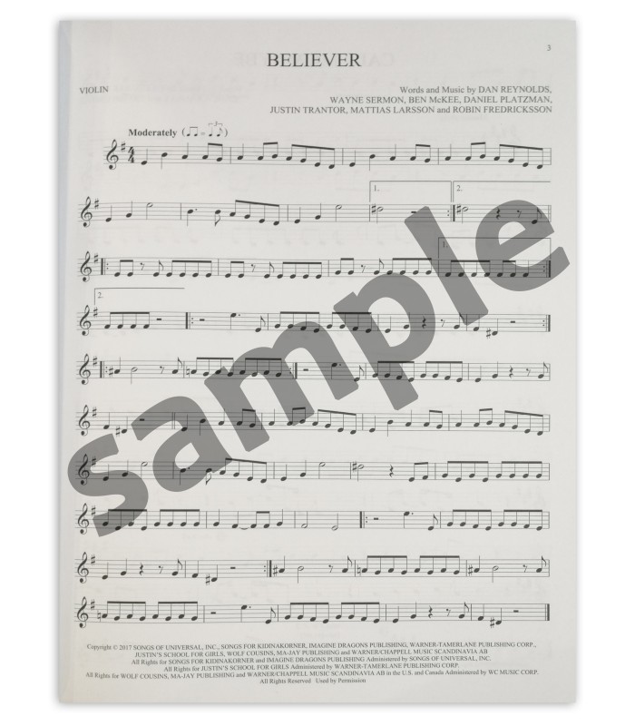 Sample of the 50 Pop Songs for Kids Violin book