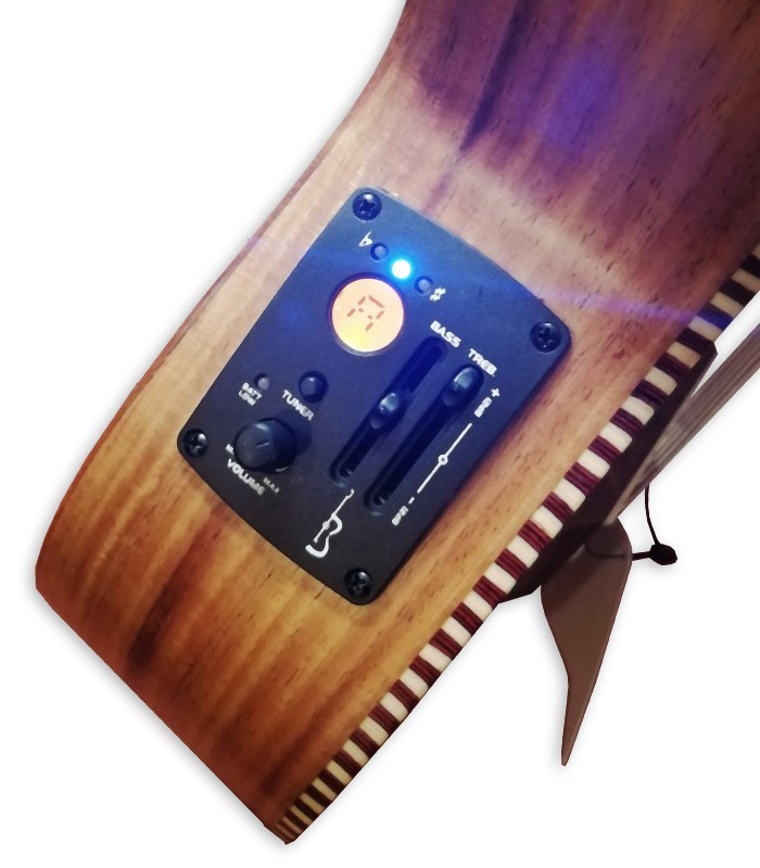 Detalhe do preamp do guitalele APC modelo GT CW Tradicional