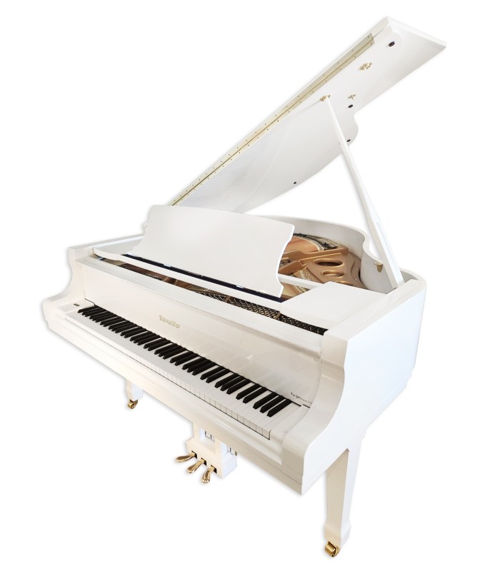 Piano de cauda Ritmüller modelo RS150 WH Superior Line Grand com 3 pedais e acabamento branco polido