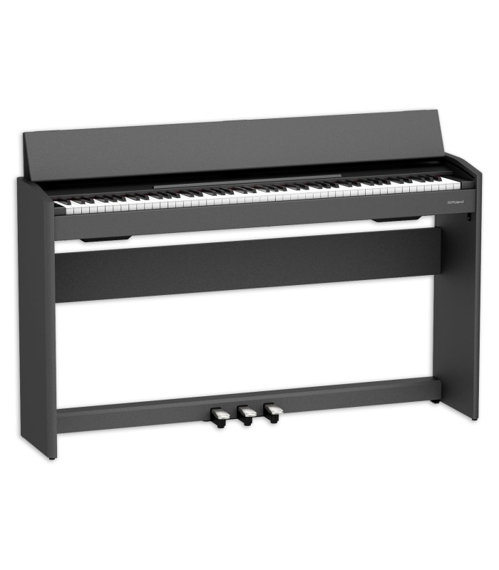 Piano digital Roland modelo F107 BKX com 88 teclas e suporte compacto