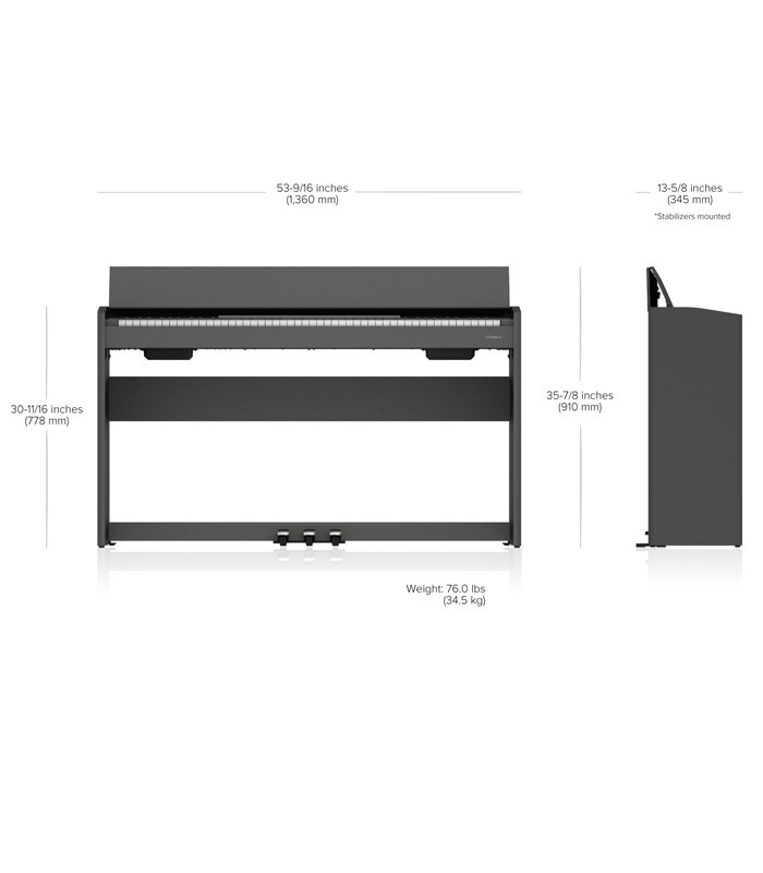 Medidas del piano digital Roland modelo F107 BKX