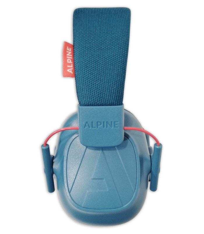 Detalhe do protector auditivo Alpine modelo Muffy azul para criança