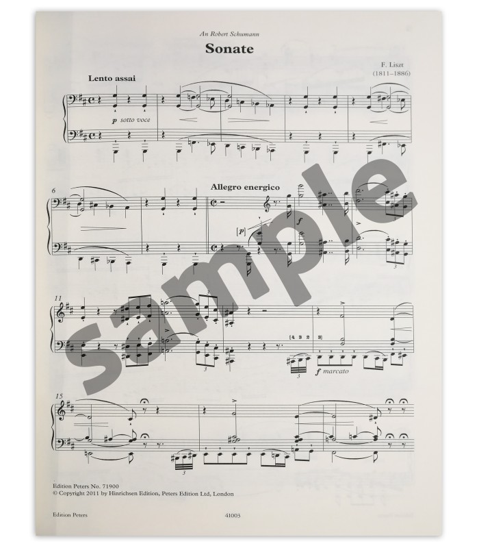 Muestra del Libro Peters Franz Liszt Sonata en Si menor EP71900
