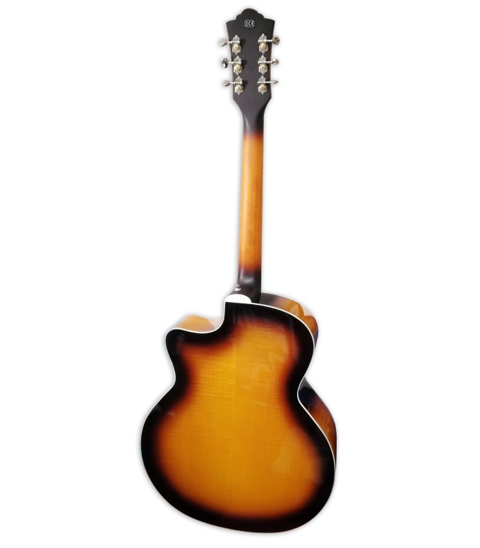 Fondo y aros de la guitarra electroacústica Guild modelo F 250CE Jumbo Cutaway Antique Burst