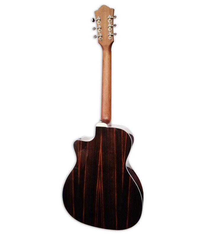 Striped ebony back and sides of the electroacoustic guitar Guild model OM 260CE de Luxe Orchestra Cutaway Antique Burst