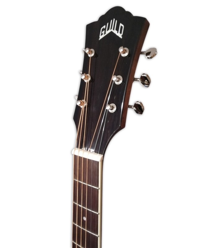 Cabeza de la guitarra electroacústica Guild modelo OM 260CE de Luxe Orchestra Cutaway Antique Burst