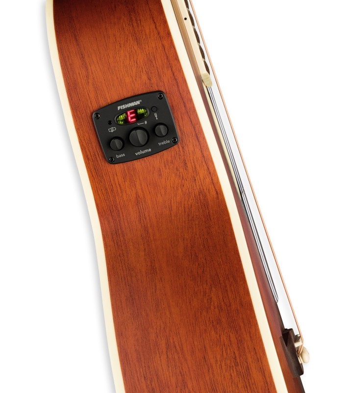 Preamp detail of the acoustic guitar Fender model Tim Armstrong Hellcat All Mahogany