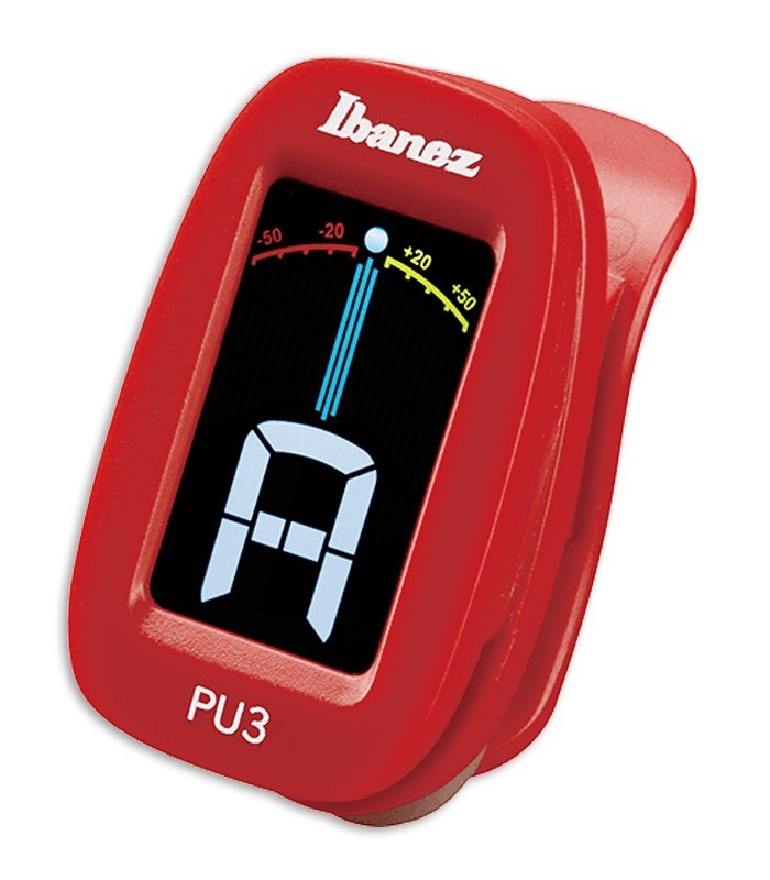 Afinador cromático Ibanez modelo PU3 RD Clip Tuner na cor vermelha
