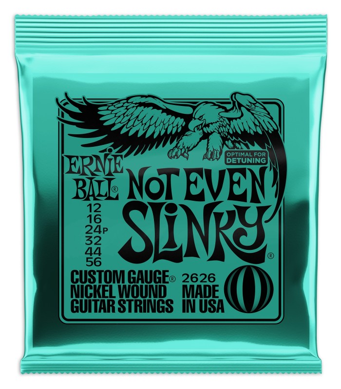 Portada del juego de cuerdas Ernie Ball modelo 2626 Not Even Slinky Nickel Wound calibre 012 a 056 para guitarra eléctrica