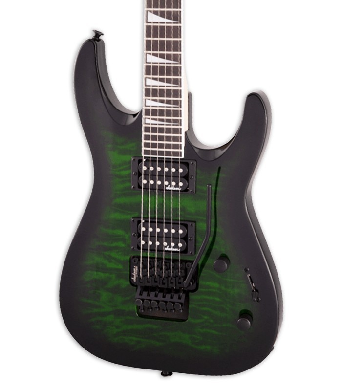 Body and pickups of the electric guitar Jackson model JS32Q DKAM Dinky in green