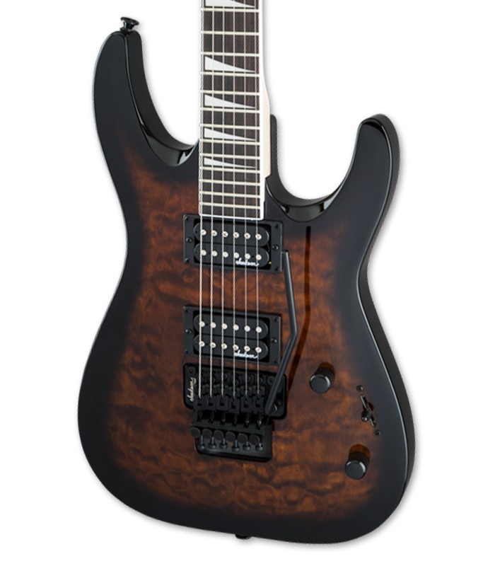 Cuerpo y pastillas de la guitarra eléctrica Jackson modelo JS32Q DKAM Dinky Dark Sunburst