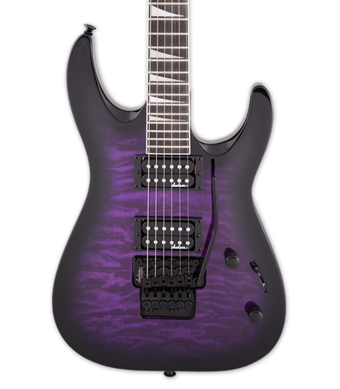 Corpo e captadores da guitarra elétrica Jackson modelo JS32Q DKAM Dinky Purple Burst