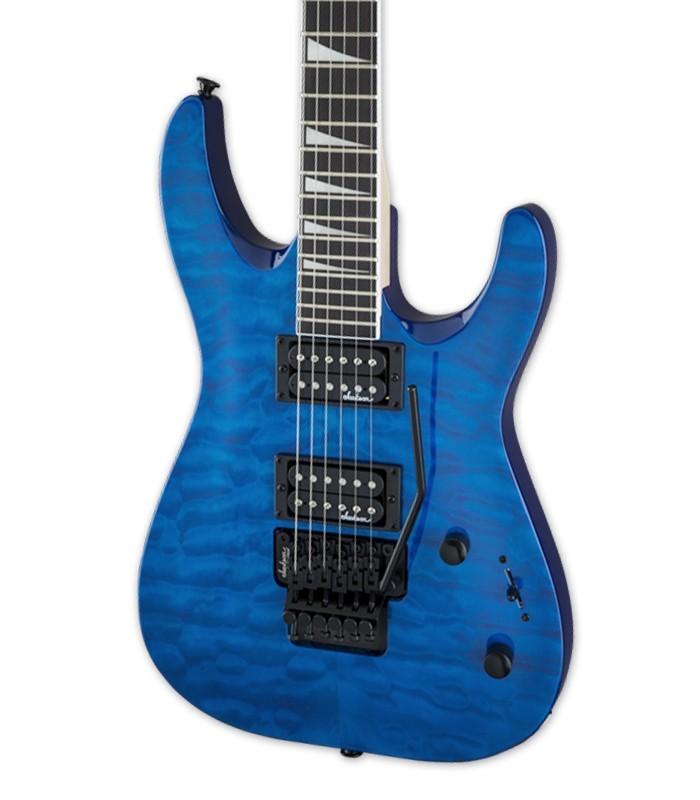 Corpo e captadores da guitarra elétrica Jackson modelo JS32Q DKAM Dinky azul