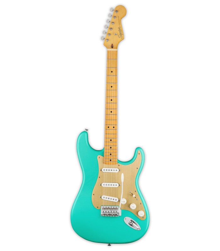 Guitarra elétrica Fender Squier modelo 40th Anniversary Strat Vintage Edition com acabamento Satin Sea Foam Green