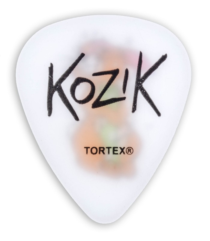 Outro lado da palheta Dunlop modelo BL 25 de 1 mm com a assinatura do Frank Kozik