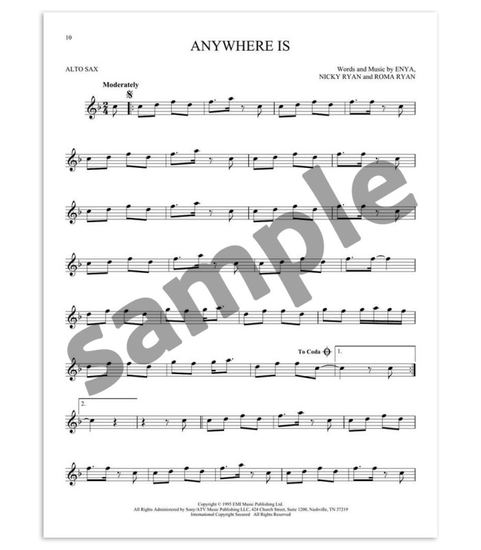 101 Most Beautiful Songs for Alto Saxophone book's sample
