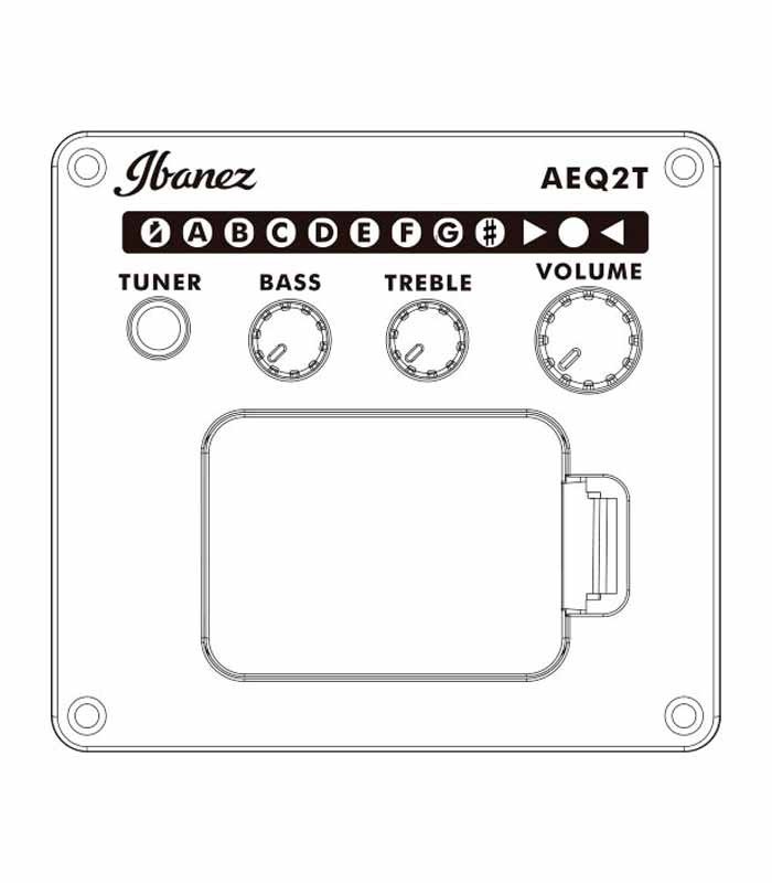Preamp control's infographic of the electroacoustic guitar Ibanez model PF1512ECE NT