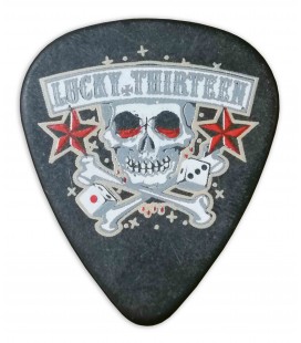 Palheta Dunlop modelo L 11 Lucky 13 Skull Dice com espessura de 1mm