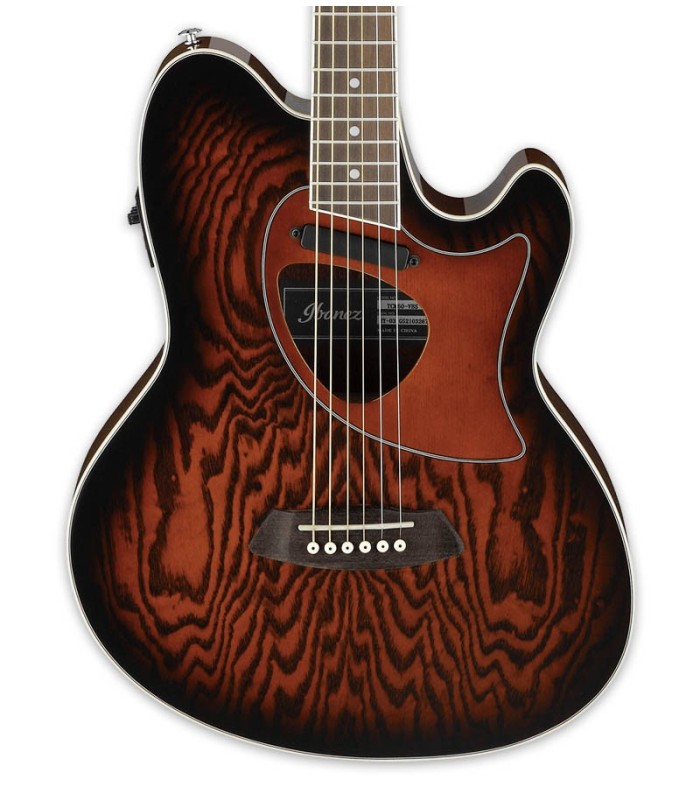 Ash wood top of the electroacoustic guitar Ibanez Talman model TCM50 VBS