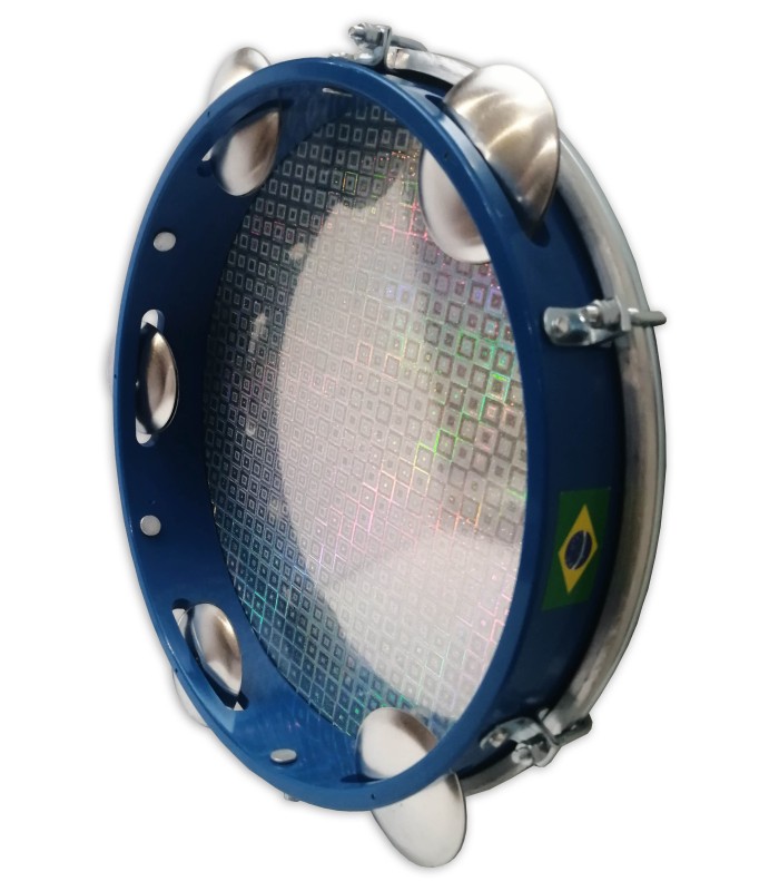 Detalhe do aro em ABS na cor azul do Pandeiro Izzo IZ3438-15