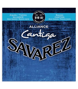 Portada del embalaje del juego de cuerdas Savarez 510 AJ Cantiga de tensión alta para guitarra clásica