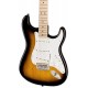 Detalle del cuerpo y de las pastillas de la guitarra eléctrica Fender Squier modelo Sonic Strat MN 2TS