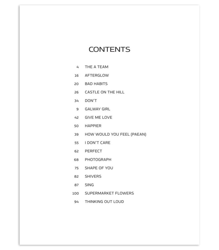Best of Ed Sheeran HL book's table of contents