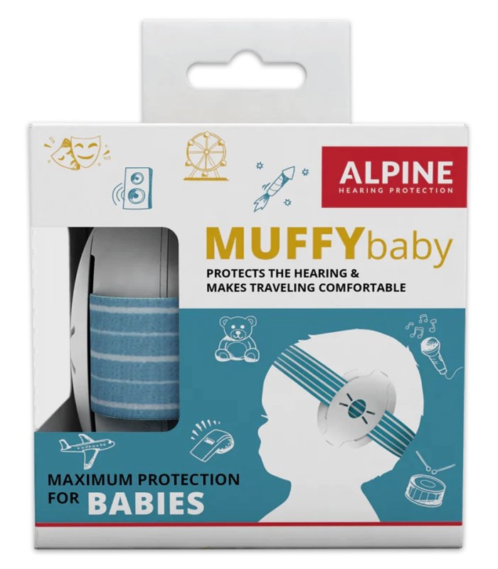 Baby hearing protector Alpine model Muffy in blue color