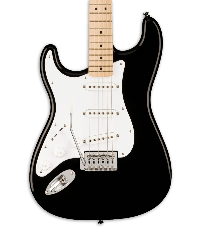 Cuerpo y pastillas de la guitarra eléctrica Fender Squier Sonic strat negra para zurdo