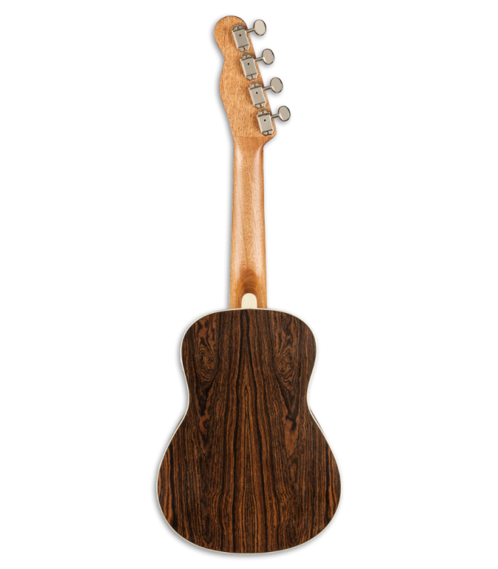 Back of the concert ukulele Fender model Zuma Exotic Bocote