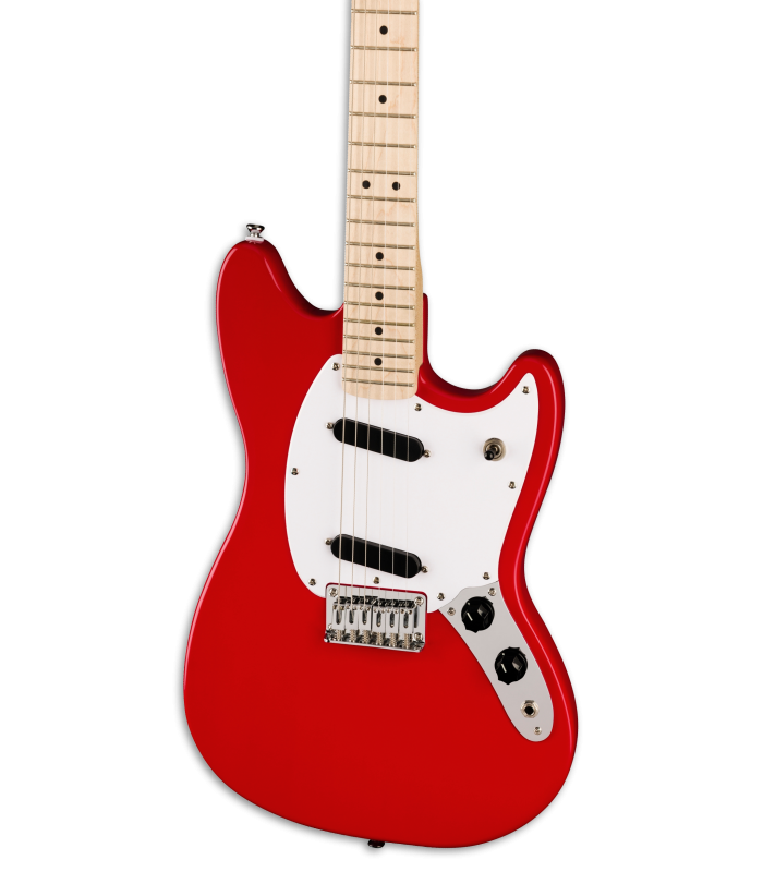 Body and pickups of the electric guitar Fender Squier model Sonic Mustang WN Torino Red