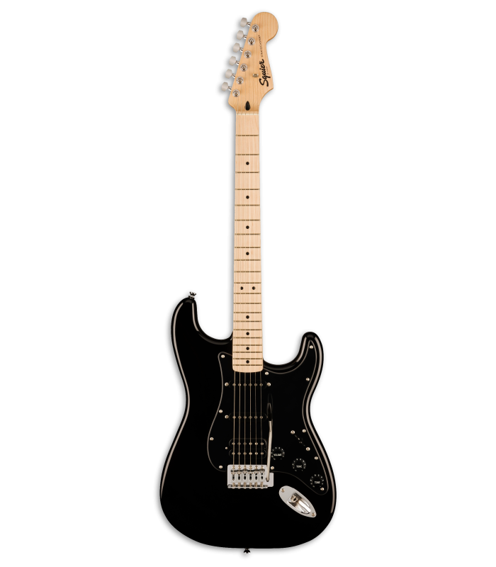 Guitarra elétrica Fender Squier modelo Sonic Strat HSS MN Black com acabamento preto