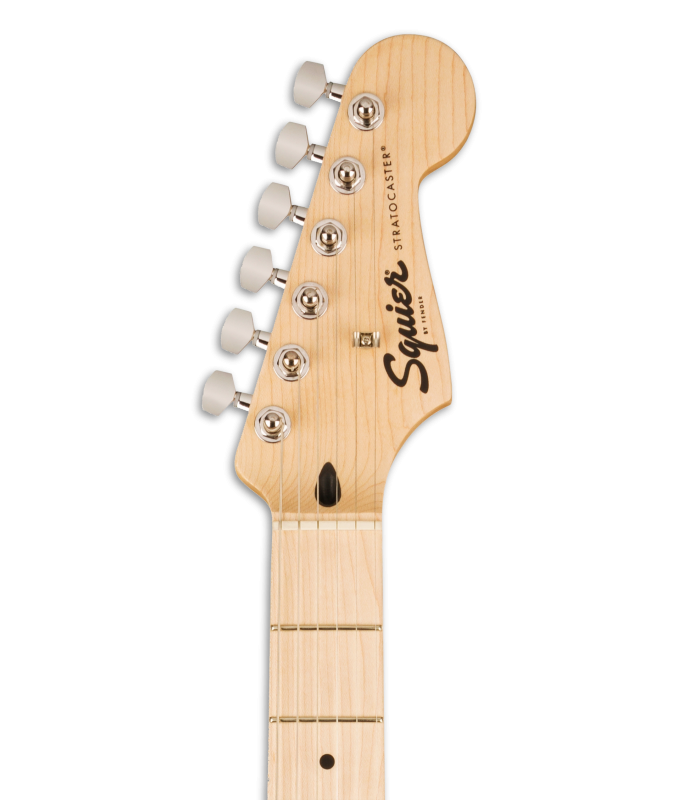 Head of the eletric guitar Fender Squier model Sonic Strat HSS MN Black