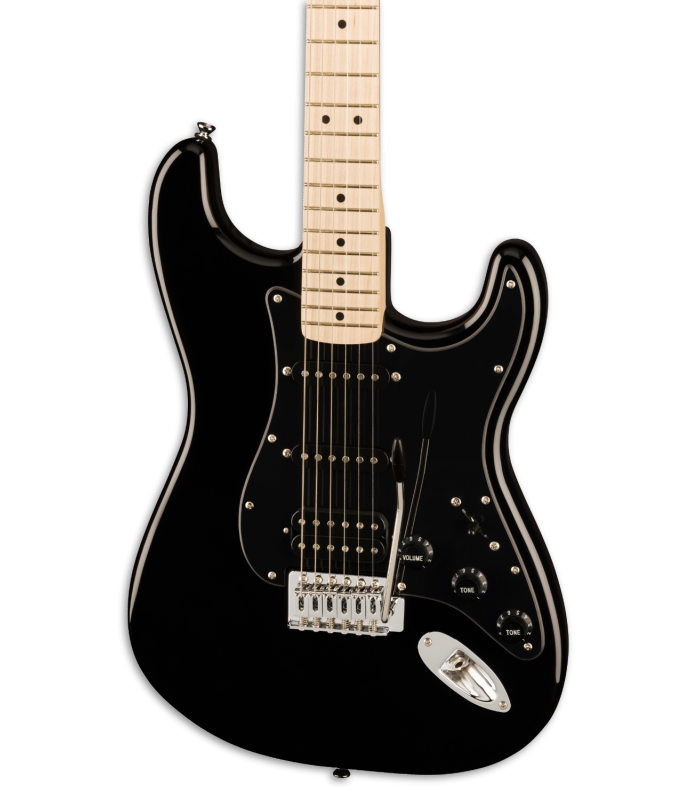 Cuerpo y pastillas de la guitarra eléctrica Fender Squier modelo Sonic Strat HSS MN Black