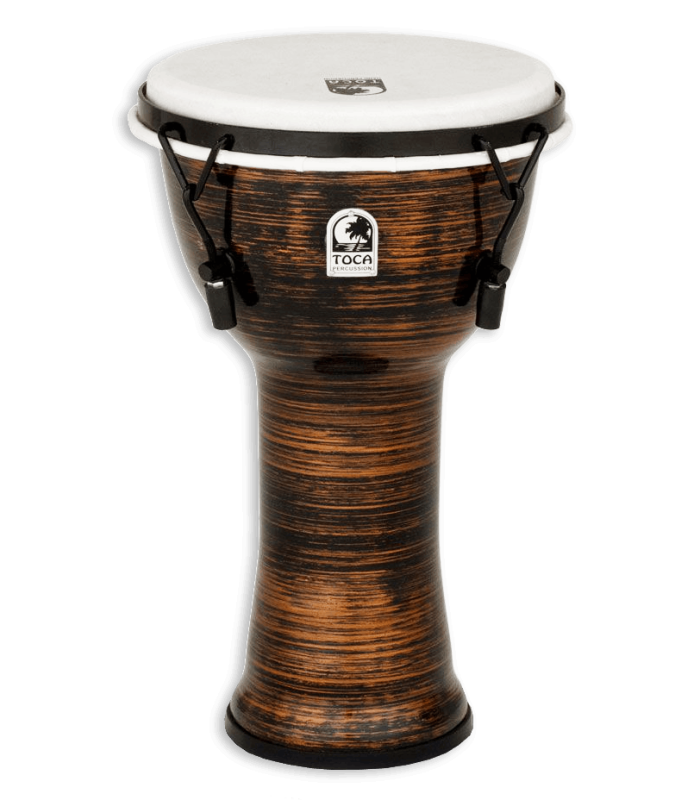 Djembe Toca Percussion modelo TF2DM-9SC Freestyle II com acabamento Spun copper e afinação mecânica