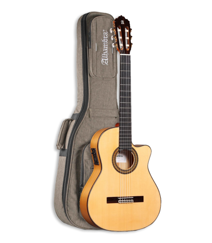 Guitarra flamenca Alhambra modelo 7FC CW com preamp Fishman E8 e com saco