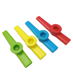 4 kazoos Goldon model 40109 in green, yellow, blue and red color