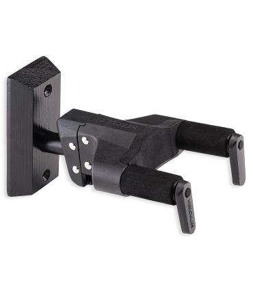 Soporte de pared Hercules modelo GSP38WBKPLUS en color negro para guitarra o otros instrumentos de cuerda