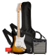 Pack Fender que inclui uma guitarra elétrica Fender Squier Sonic 2TS e acessórios
