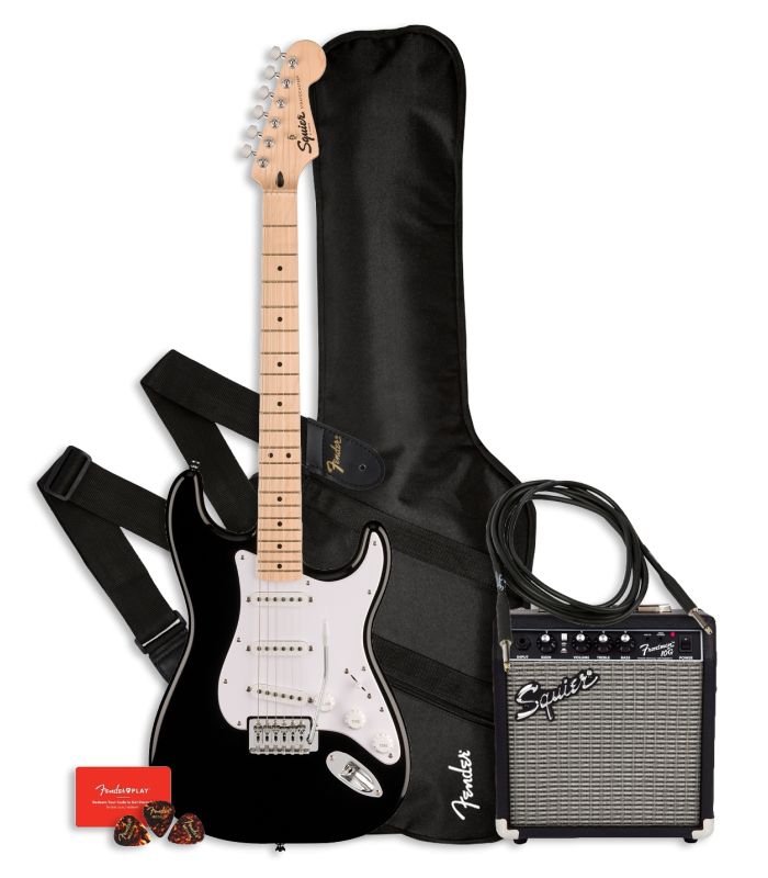 Pack Fender Squier Sonic Strat SSS BLK Amplificador 10G Accesórios