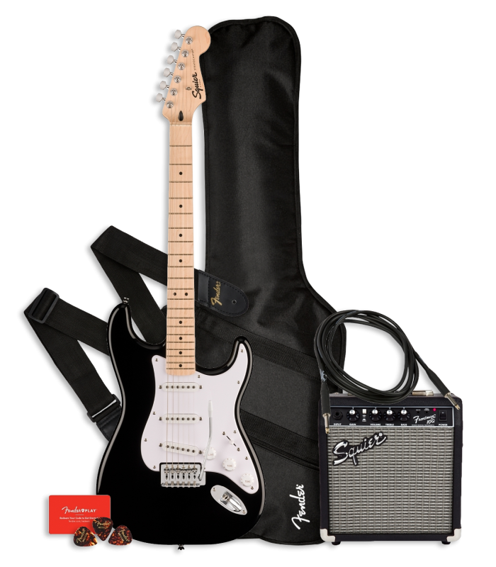 Pack Fender Squier Sonic Strat SSS BLK Amplificador 10G Acessórios